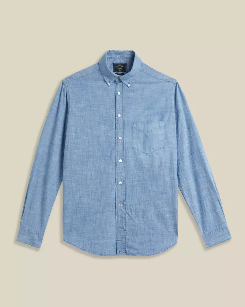 Portuguese Flannel Chambray Shirt Hemd Herren hellblau